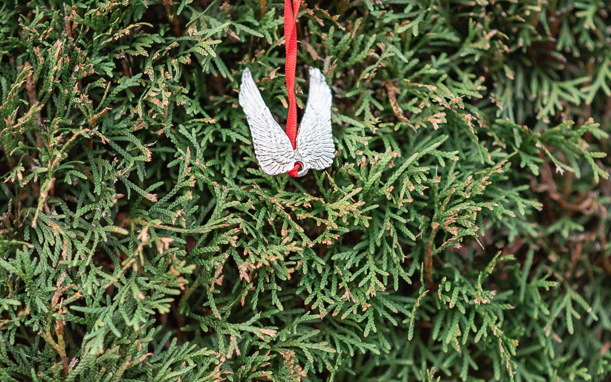 Small Guardian Angel Wings Christmas Ornament - Memorial Gift for Loved One