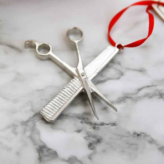 Scissors and Comb Ornament for Tree- Hair Stylist Gift Ideas - Cosmetologist Graduate Keepsake