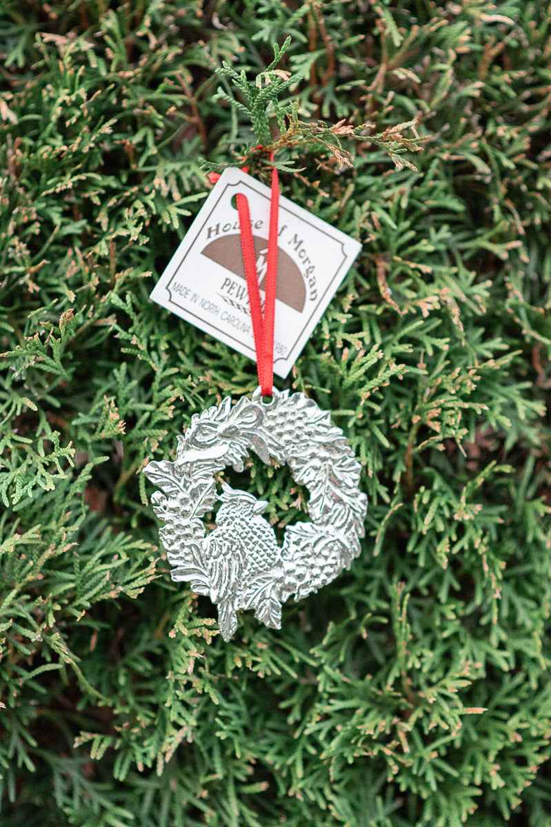 Cardinal in Holiday Wreath Ornament - Memorial Gift