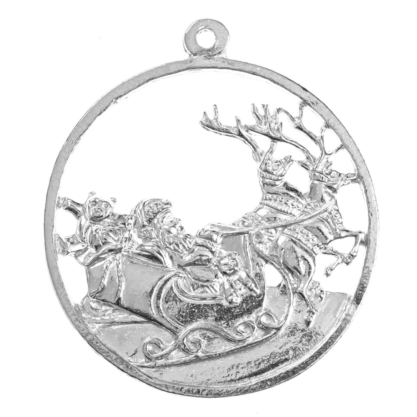 Handmade Santa and Reindeer in Flight Christmas Ornament - Santa Christmas Eve Gift
