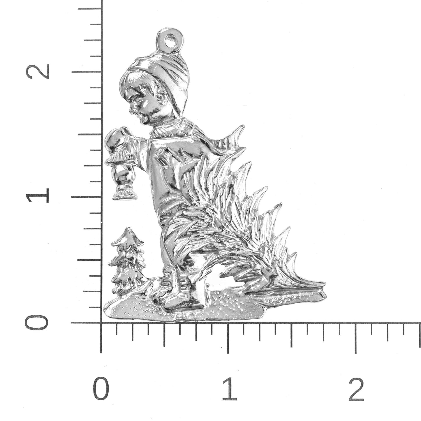 Little Boy with Lantern and Tree Ornament - Vintage Pewter Ornaments