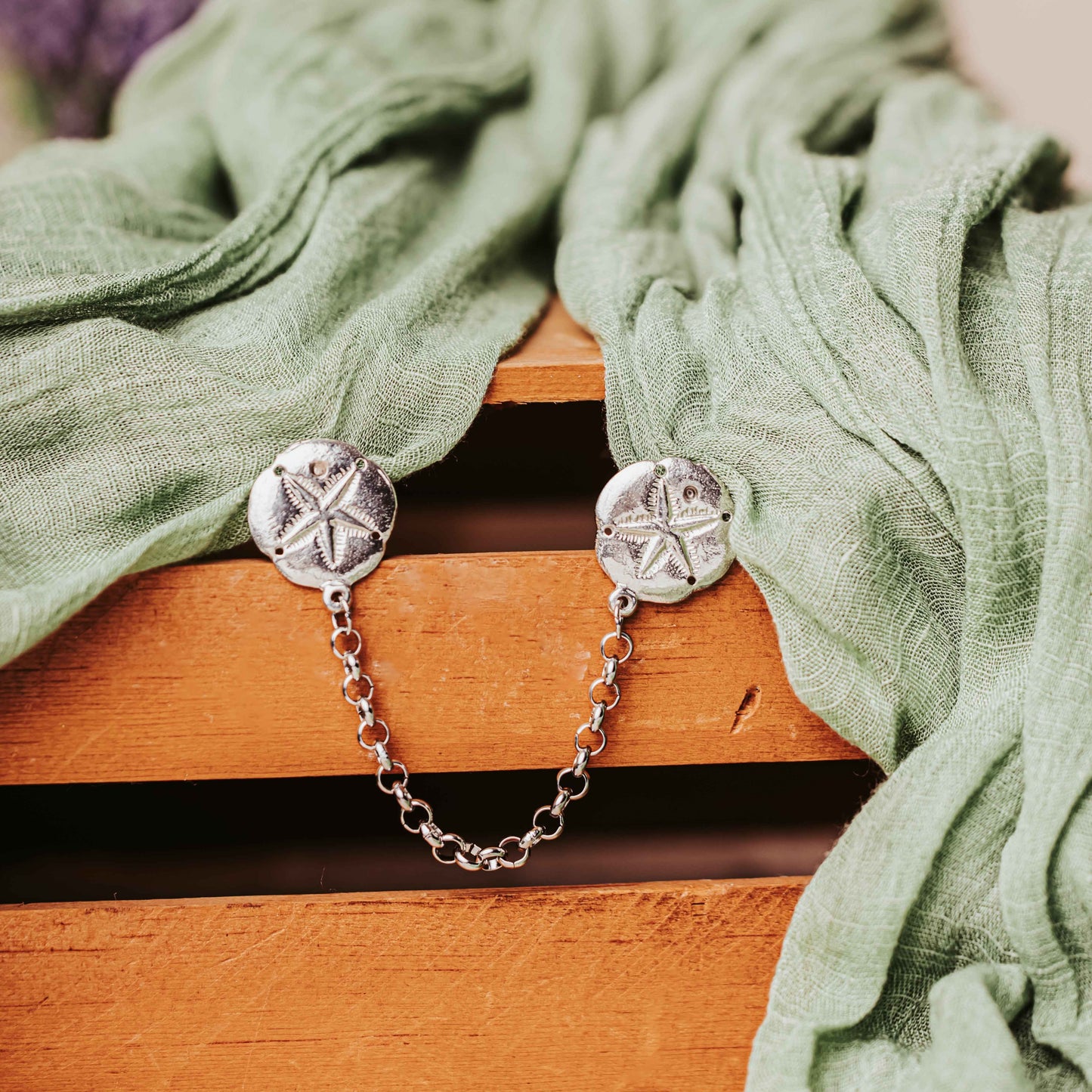 Custom Cardigan Clasp - Sweater Clip - Select your Design and Chain Length