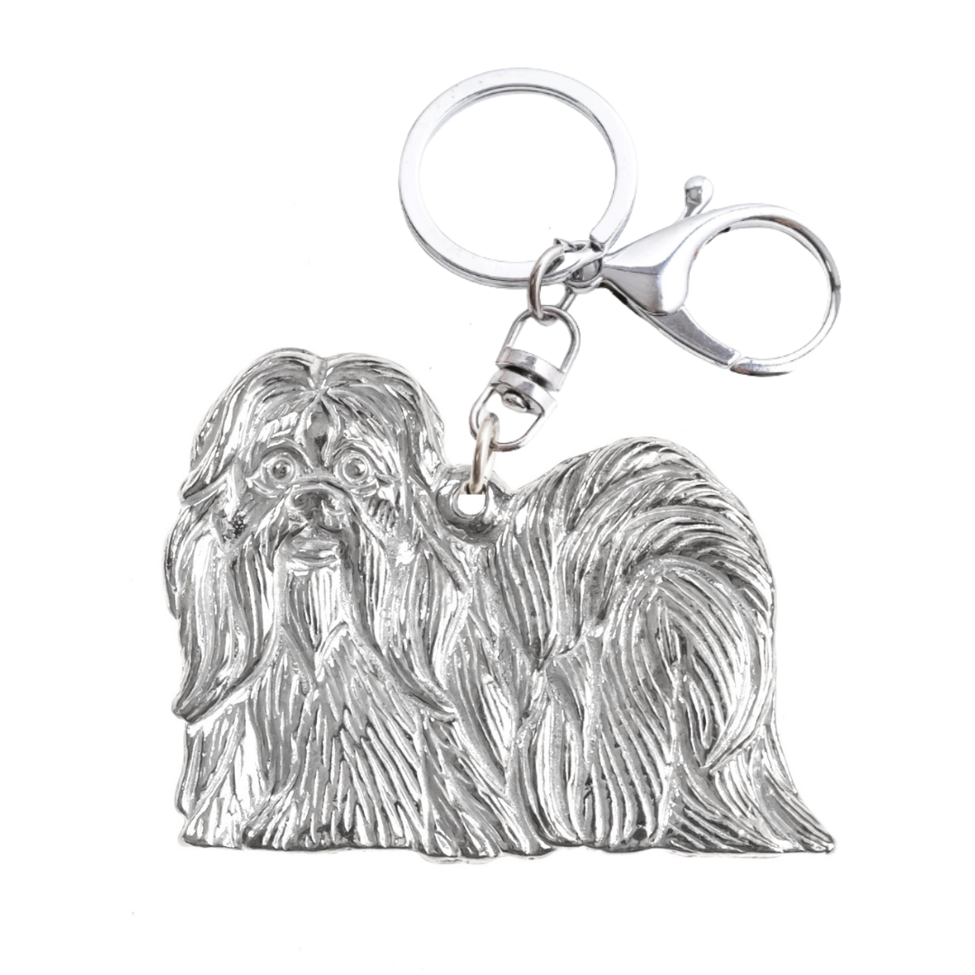 Silver Pewter Metal Shih Tzu Key Chain Top Gift Ideas - House of Morgan Pewter