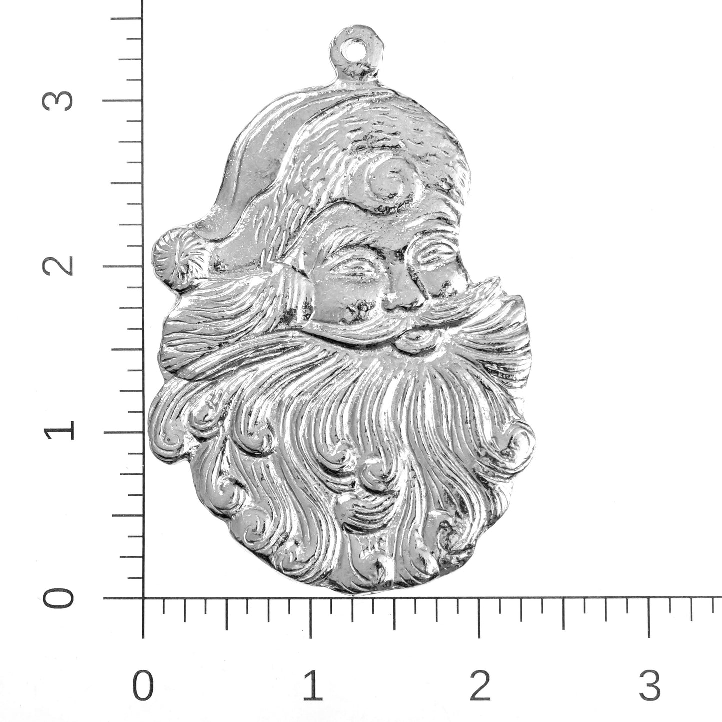 Santa Claus Face with Beard Christmas Ornament Pewter