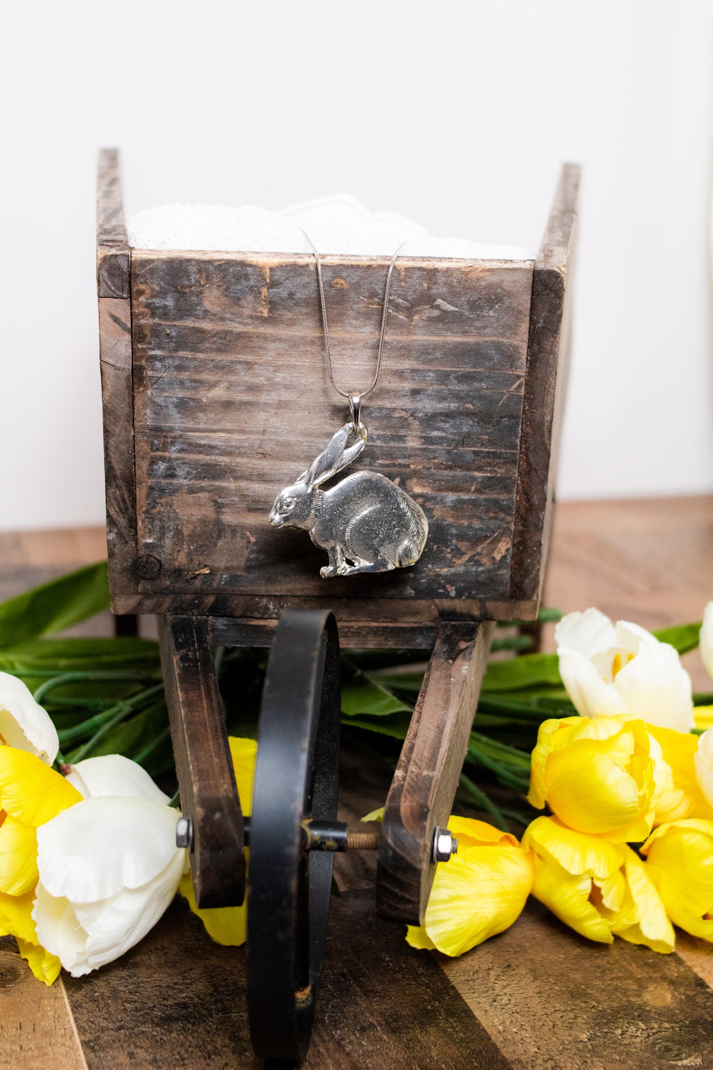Spring Jewelry - Bunny Pendant Necklaces and Earrings - Handmade Pewter Rabbit Charm Chains
