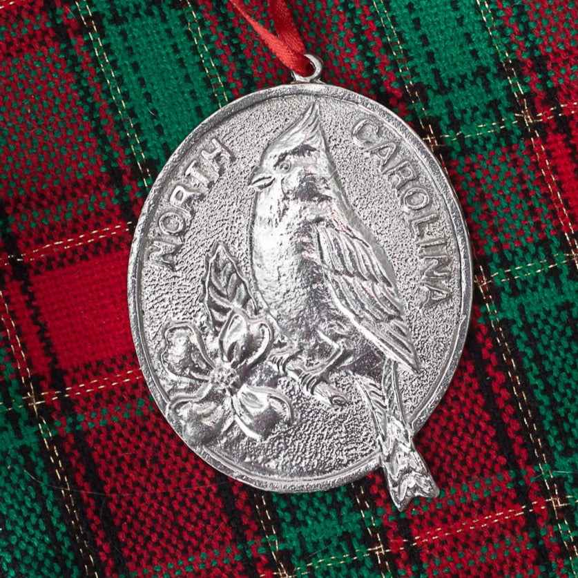 Oval North Carolina State Symbols - Dogwood - Cardinal - Christmas Ornament