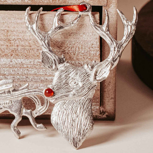 Handmade Deer Gifts - Pewter Reindeer Ornaments - Several Designs