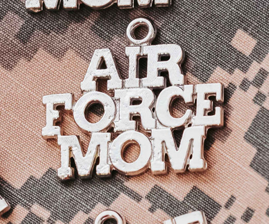 Military Mom Gift - Air Force - Army - Navy - Marine - Silver Keychain