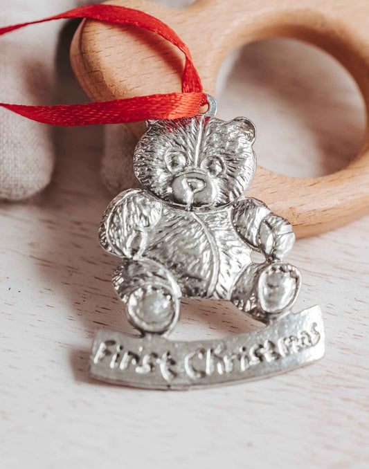 New Mom Gifts - Stork and Moon - New Baby - Carriage - Teddy Bear - Expecting Mom - Christmas Ornament