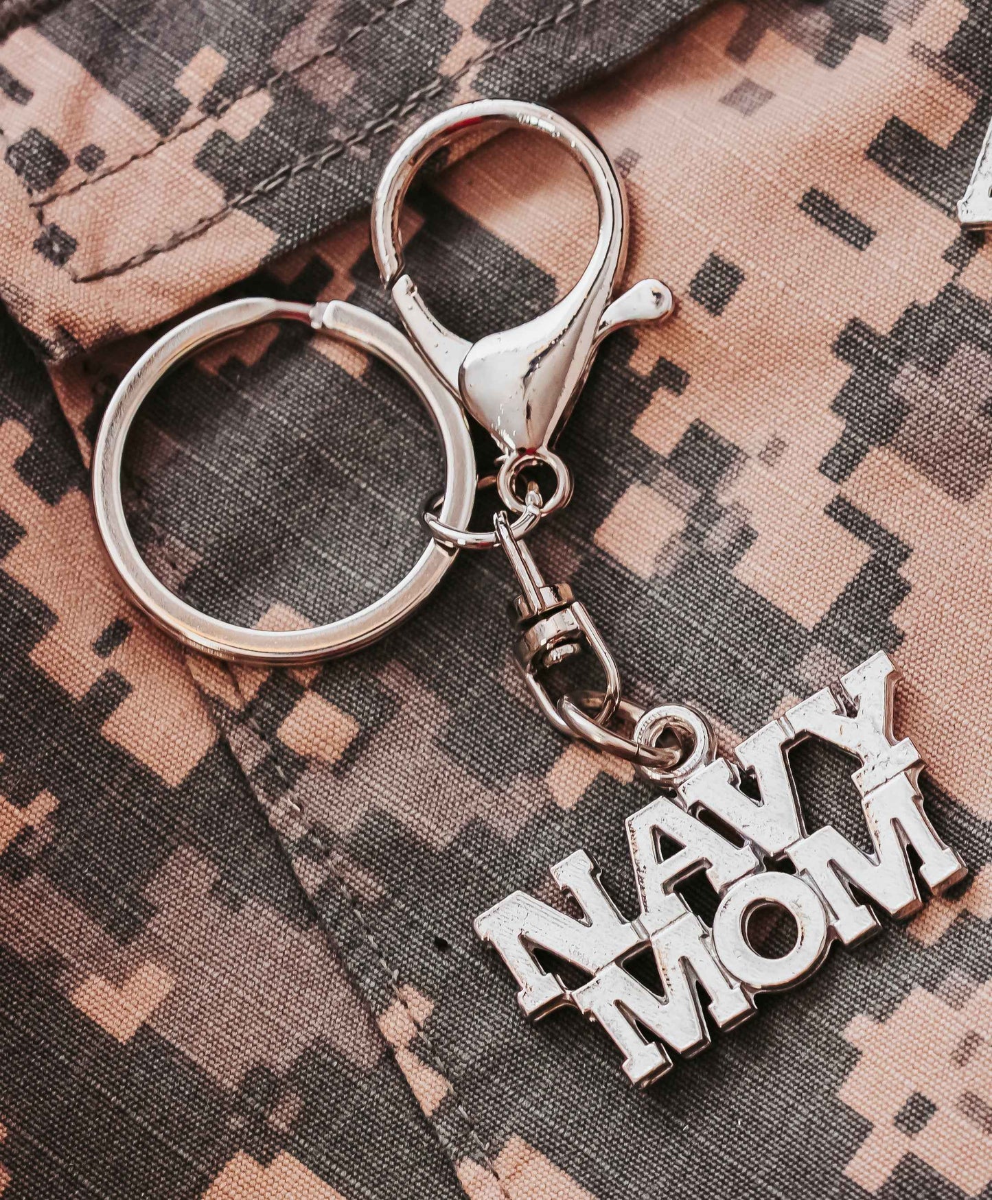 Military Mom Gift - Air Force - Army - Navy - Marine - Silver Keychain