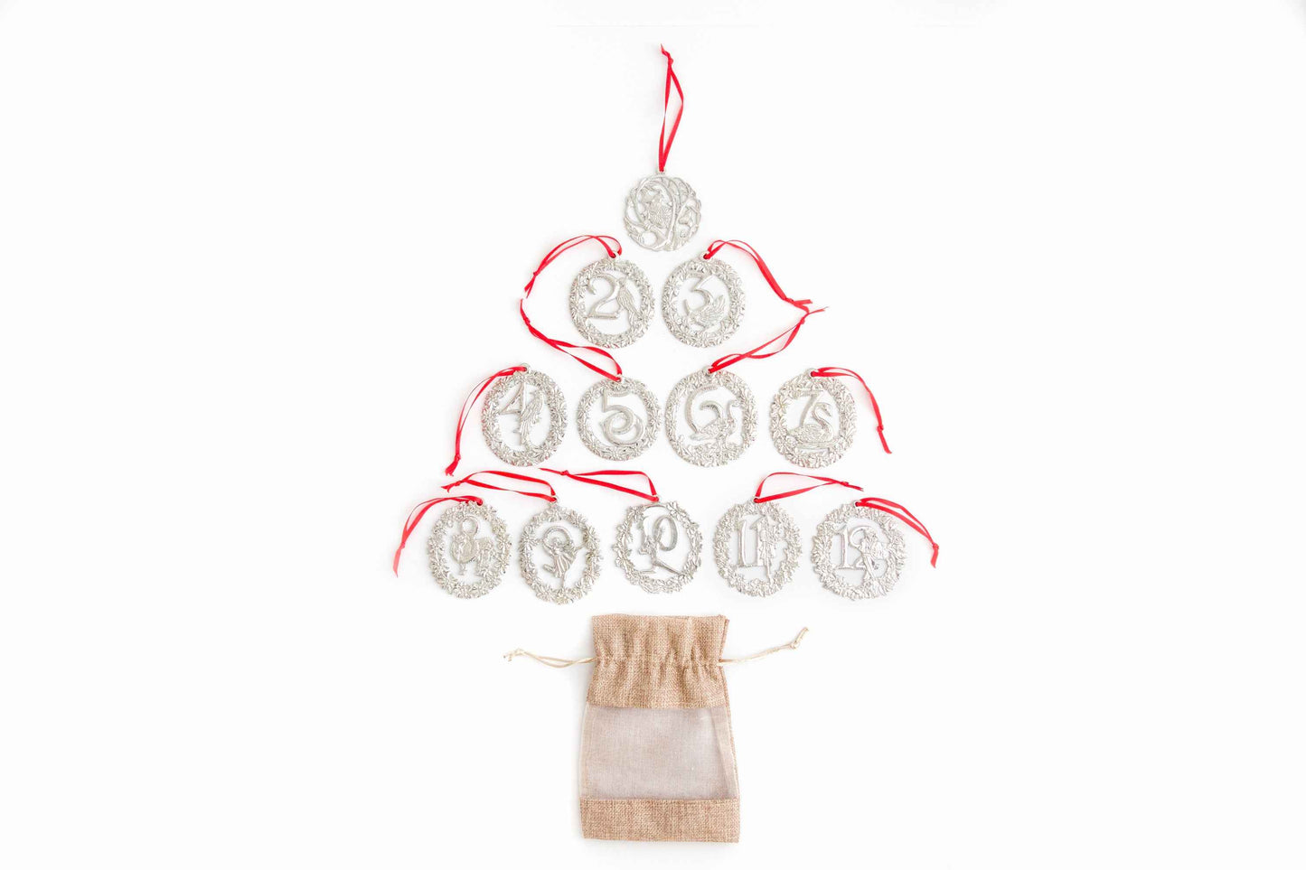 Twelve 12 Days of Christmas Ornaments- Single Design
