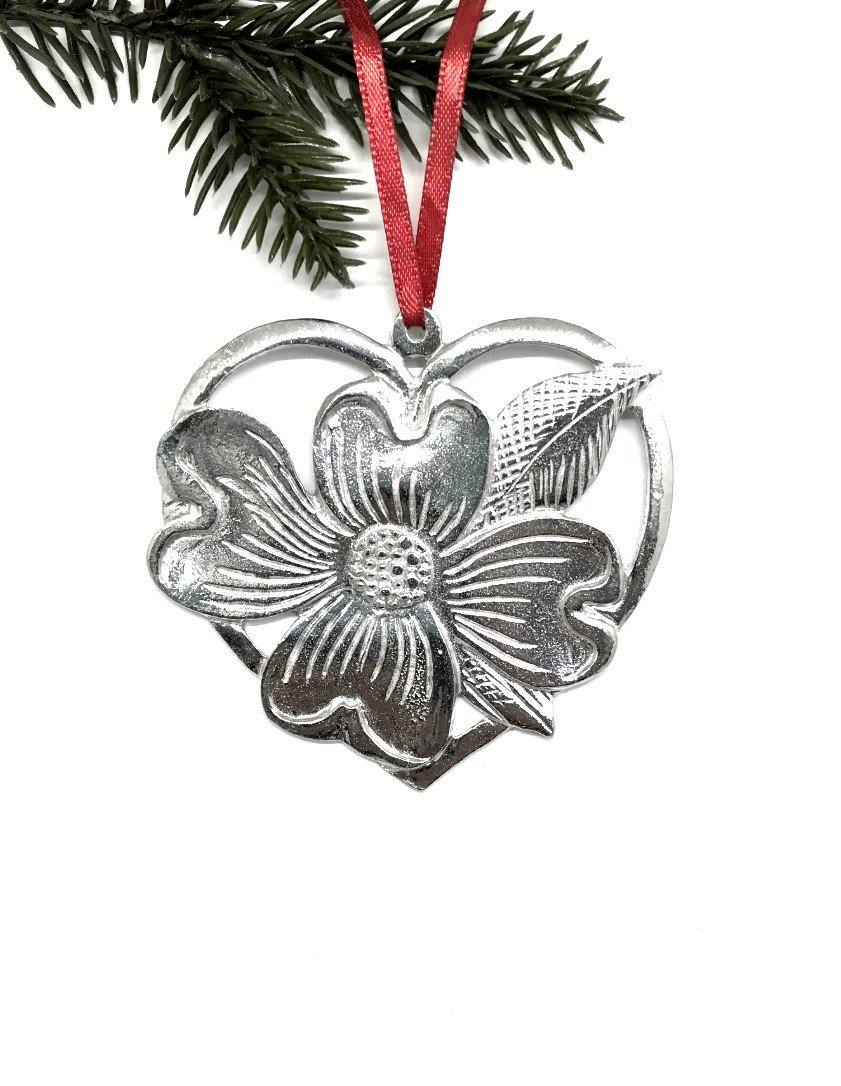 653 Dogwood Heart Holiday Pewter Ornament - House of Morgan Pewter