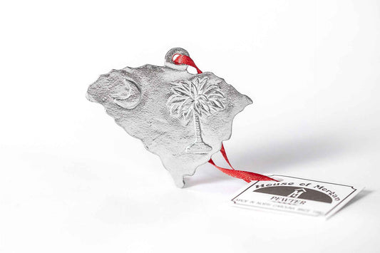South Carolina Gift- SC Solid State Outline Christmas Ornament Pewter
