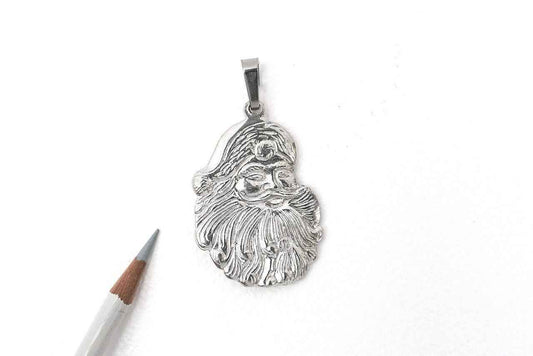 Small Santa Claus Face with Beard Pendant