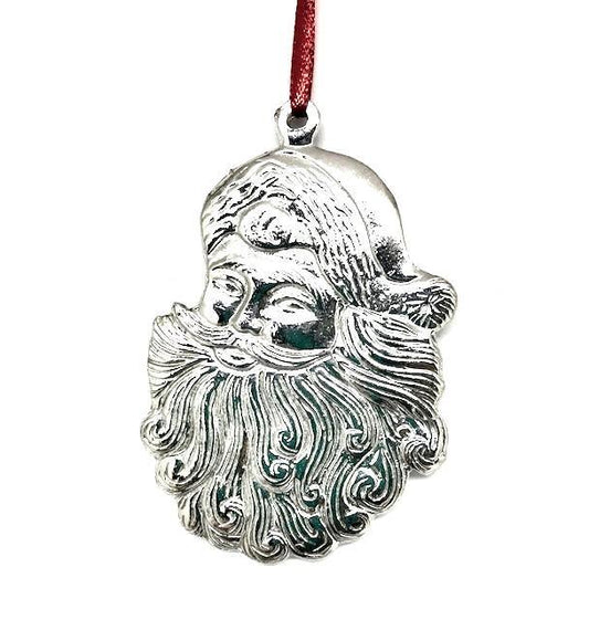 921 Santa Claus Face Beard Christmas Holiday Ornament Pewter - House of Morgan Pewter