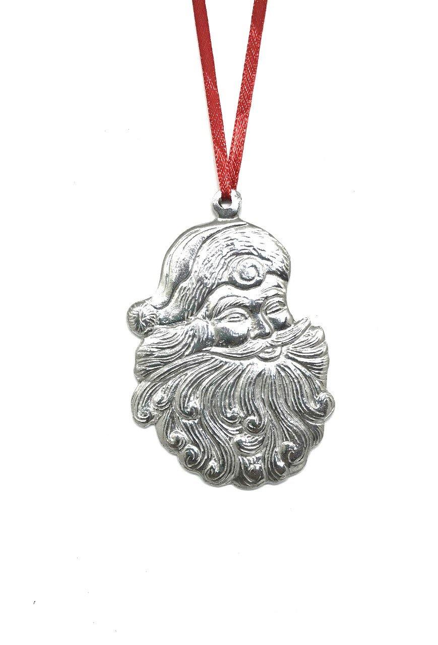 921 Santa Claus Face Beard Christmas Holiday Ornament Pewter - House of Morgan Pewter