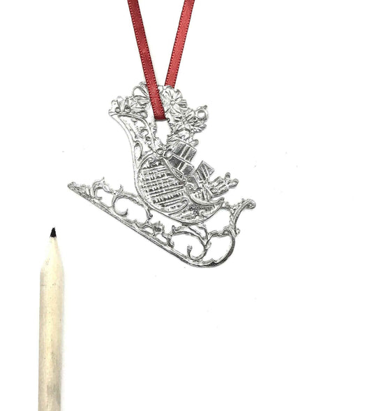 Santa Sled Ornament - Christmas Sleigh Gift
