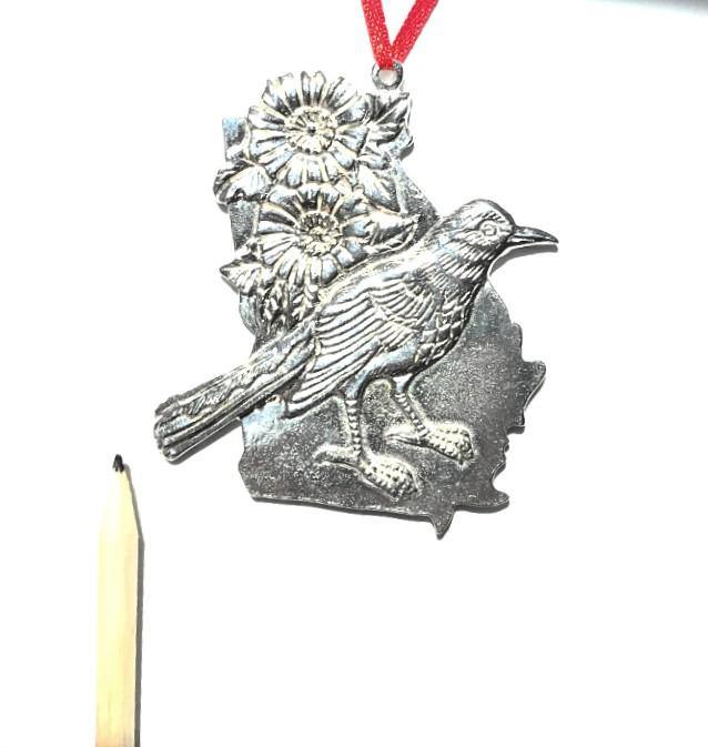 Georgia GA State Outline Symbols Christmas Holiday Ornament Pewter - House of Morgan Pewter