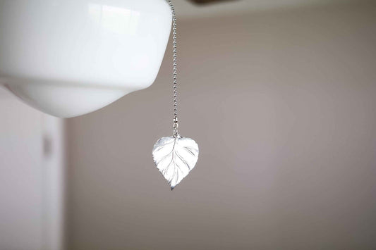 Fall Metal Leaf Ceiling Fan Light Pull Fine Pewter Home Decorations Handmade - House of Morgan Pewter