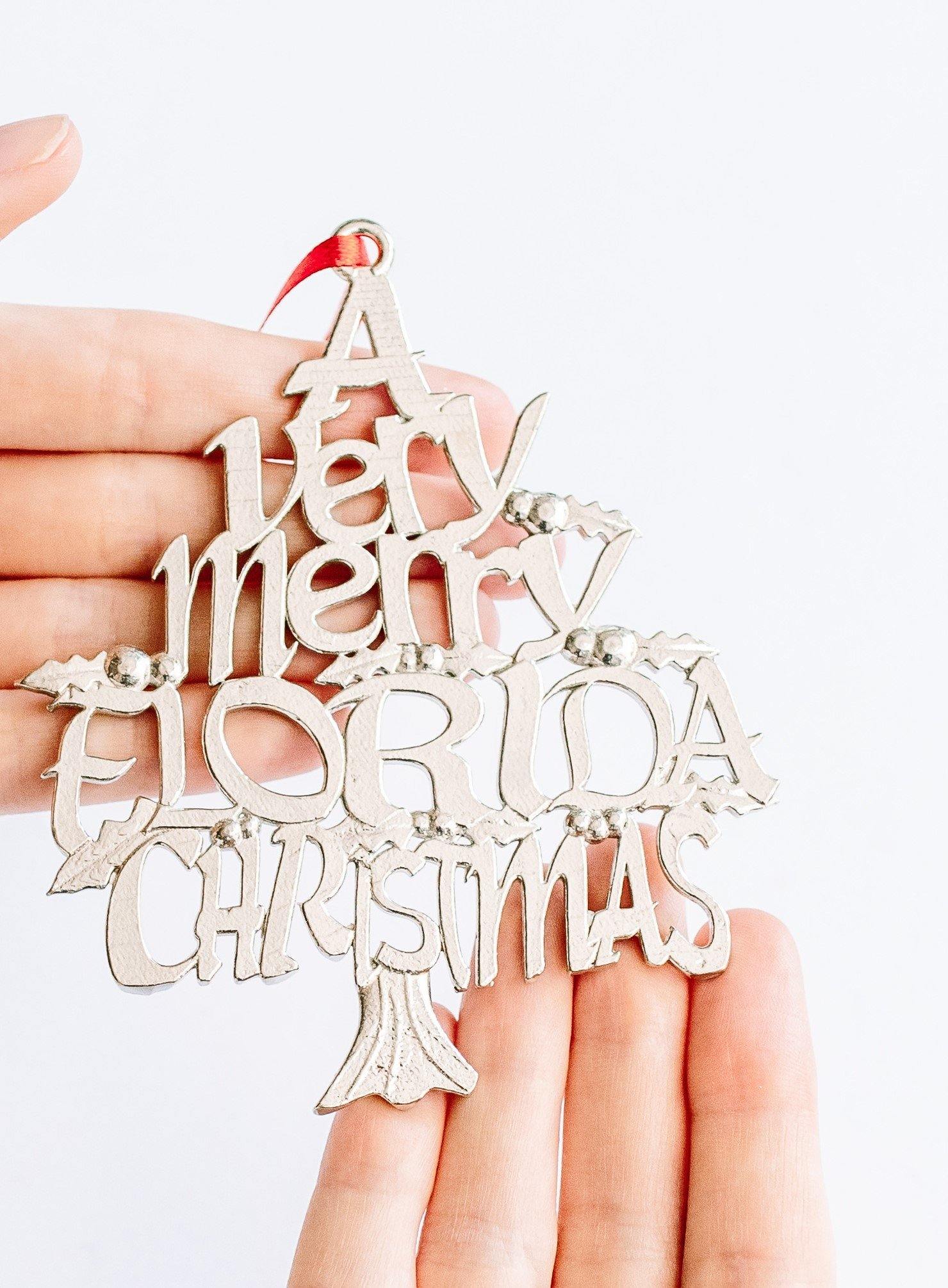 Handmade Florida FL Christmas Ornament Homestate Holiday Pewter Keepsake - House of Morgan Pewter