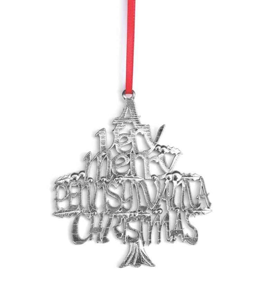 Pennsylvania Gifts - Pennsylvania State Outline and Symbols - Christmas Ornament