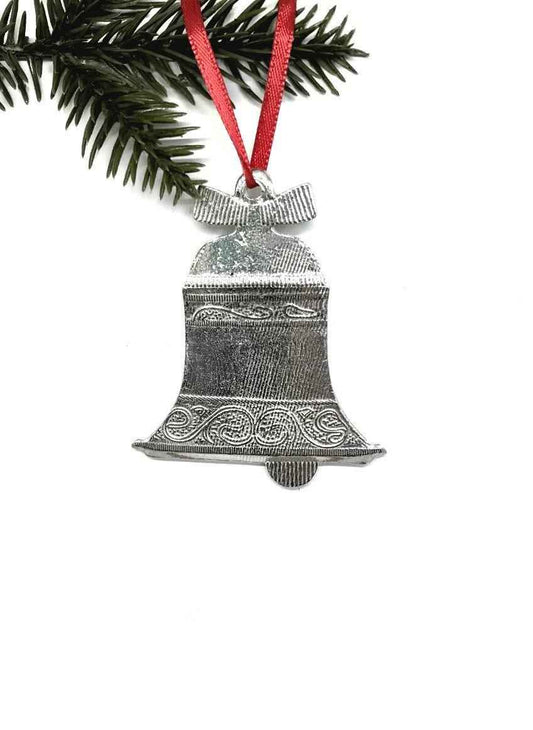 Christmas Bell Ornament - Pewter Bell Christmas Ornament