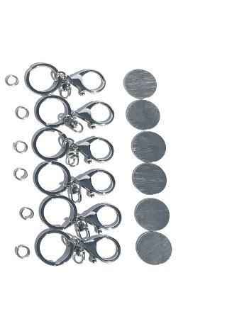 Do It Yourself Key Chains Set - Pewter Blanks and Attachments - Hand Stamping Craft Supplies