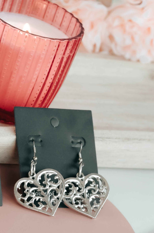 Swirly Heart Earrings - Love Jewelry- Gift Set