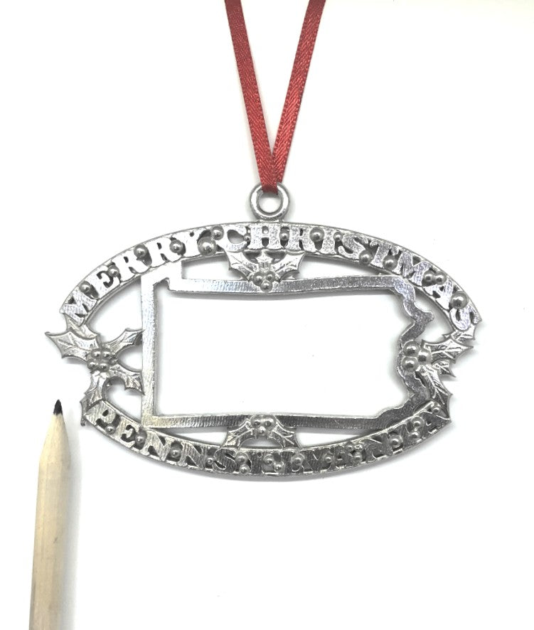 Merry Christmas Pennsylvania PA Holiday Keepsake Ornament Pewter - House of Morgan Pewter