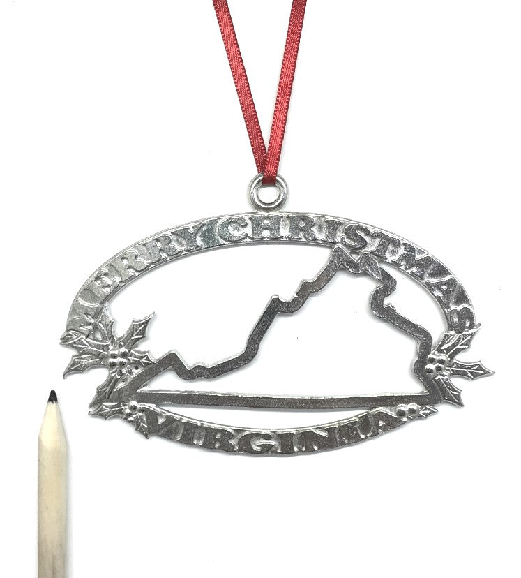 Merry Christmas Virginia VA Christmas Ornament Pewter - House of Morgan Pewter