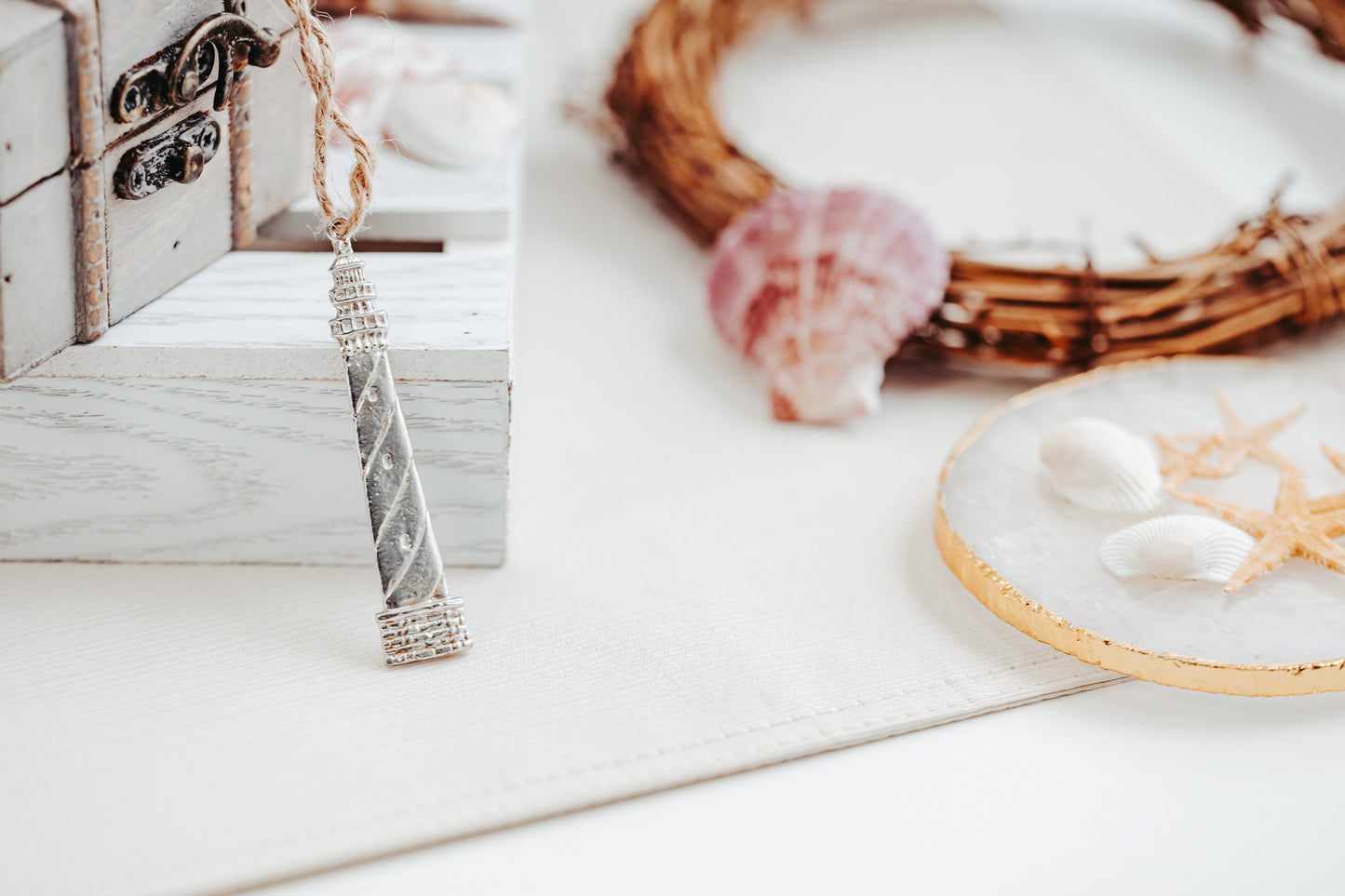 Nautical Ornament with Rustic Brown Ribbon - Coastal Home Decorations for Beach House - Several Designs