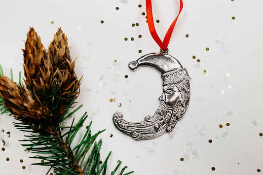 Santa Claus Moon Christmas Ornament