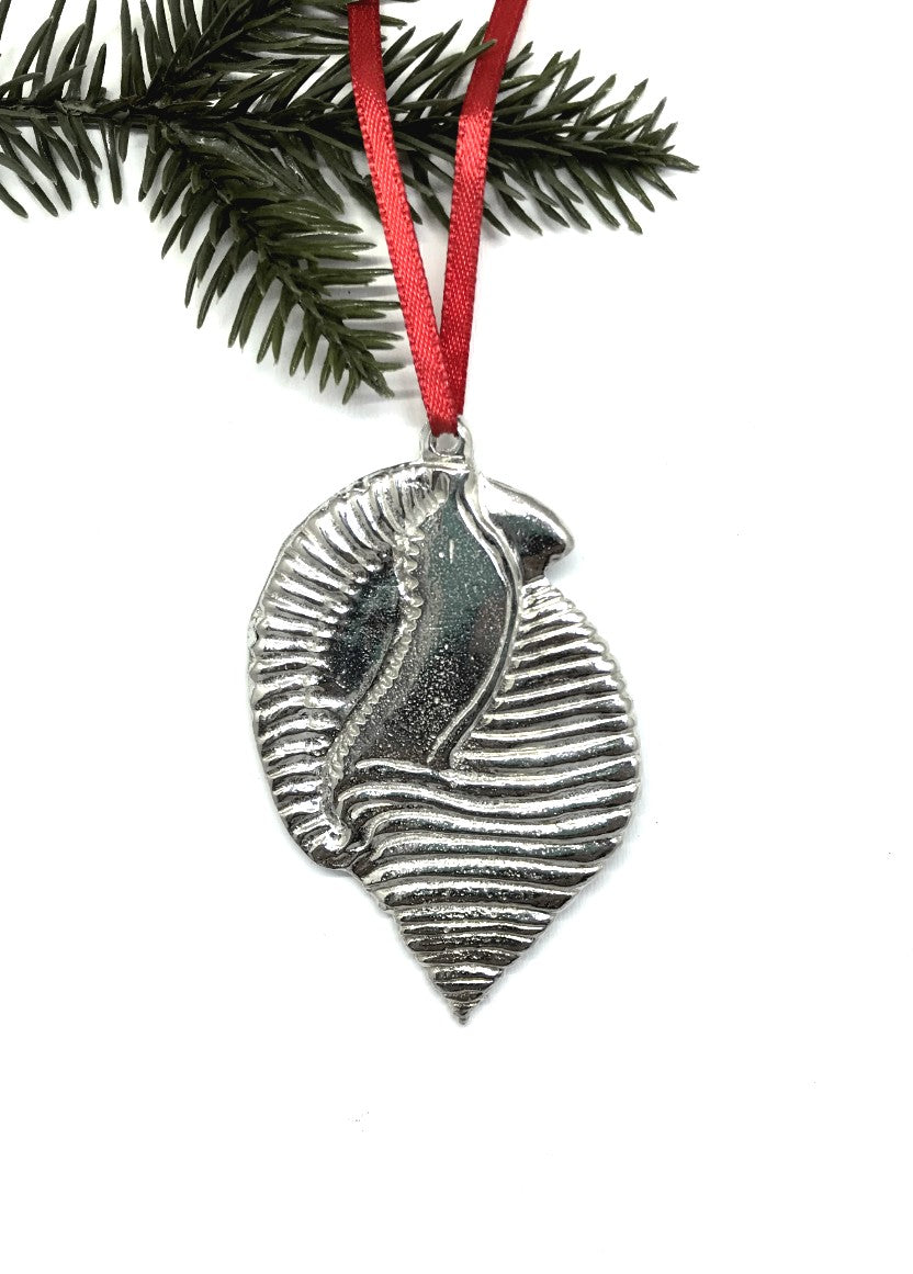 Scotch Bonnet North Carolina NC State Seashell Holiday Christmas Ornament Pewter - House of Morgan Pewter