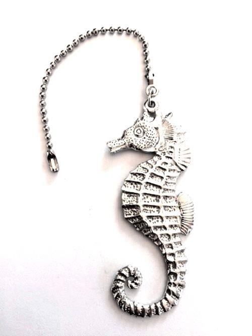 Accent Ceiling Fan Light Pull Seahorse Vacation Home Beach Theme Room Fine Pewter Handmade - House of Morgan Pewter