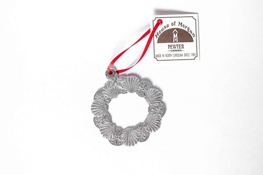 Seashell Gifts - Shell Wreath Christmas Ornament Pewter