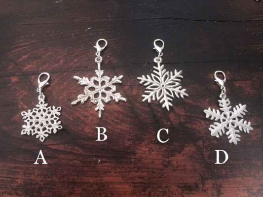 Pewter Lobster Clasp Key Chain Charm Snowflake C