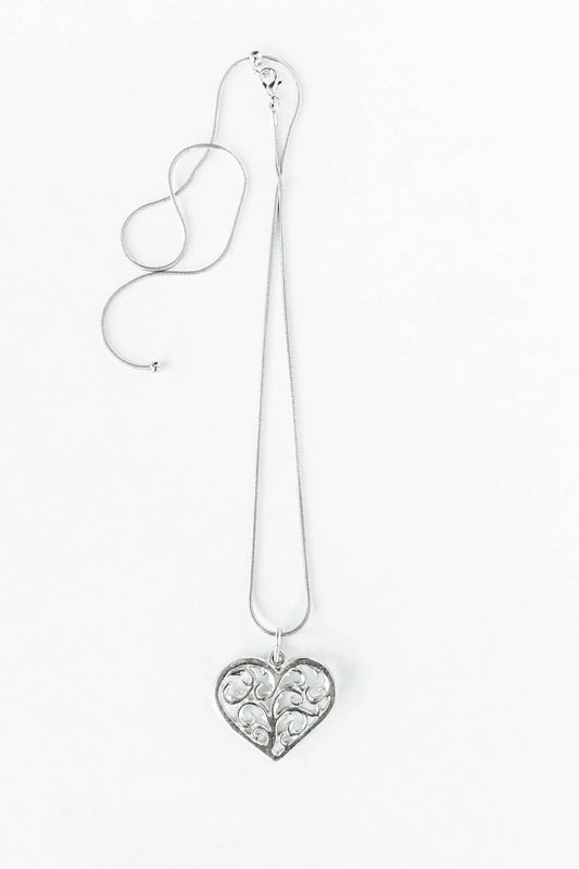 Swirly Heart Pendant Necklace - Love Jewelry