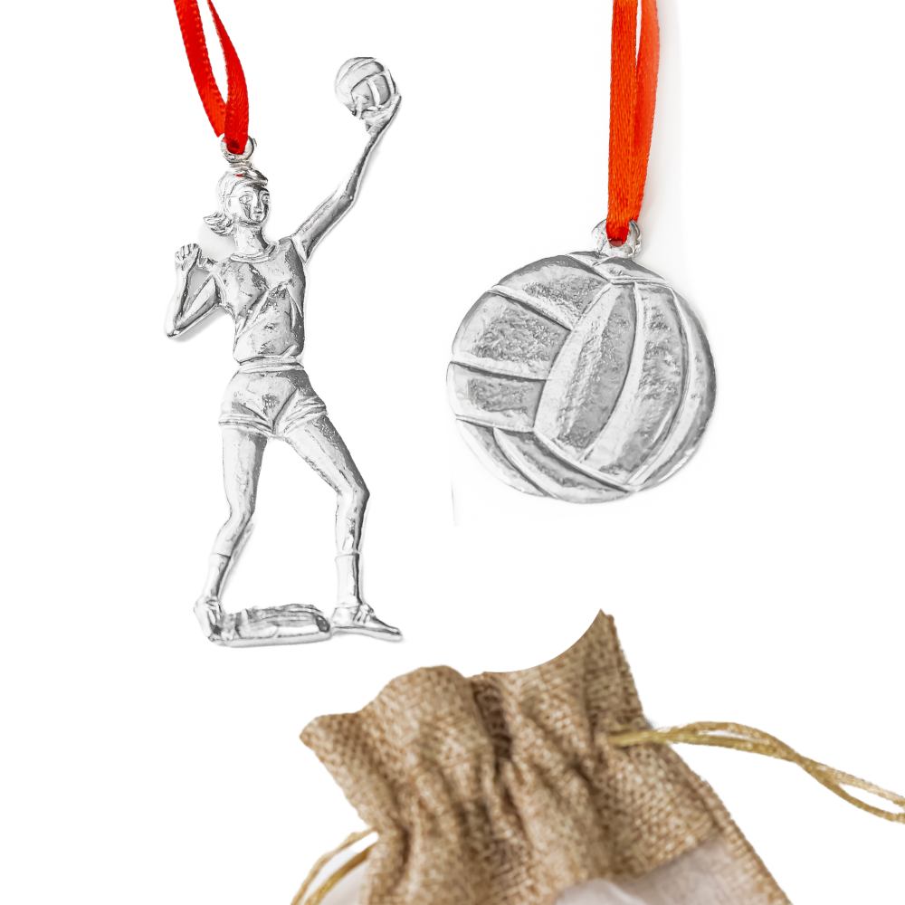 Silver Pewter Metal Volleyball Ornament Top Gift Ideas - House of Morgan Pewter