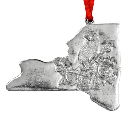 New York Gifts - New York State Outline and Symbols Christmas Ornament