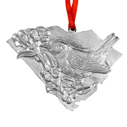 South Carolina SC State Outline Symbols Keepsake Christmas Holiday Ornament Pewter