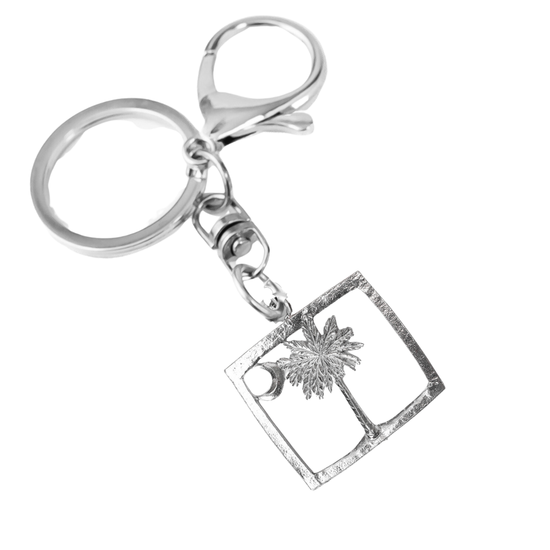 Silver Pewter Metal South Carolina Square State Flag Keychain Top Gift Ideas - House of Morgan Pewter