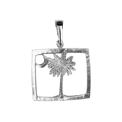 Silver Pewter Metal South Carolina Square State Flag Necklace Top Gift Ideas - House of Morgan Pewter