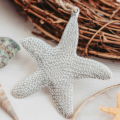 Starfish Pewter Ornament - Handmade Nautical Christmas Ornaments