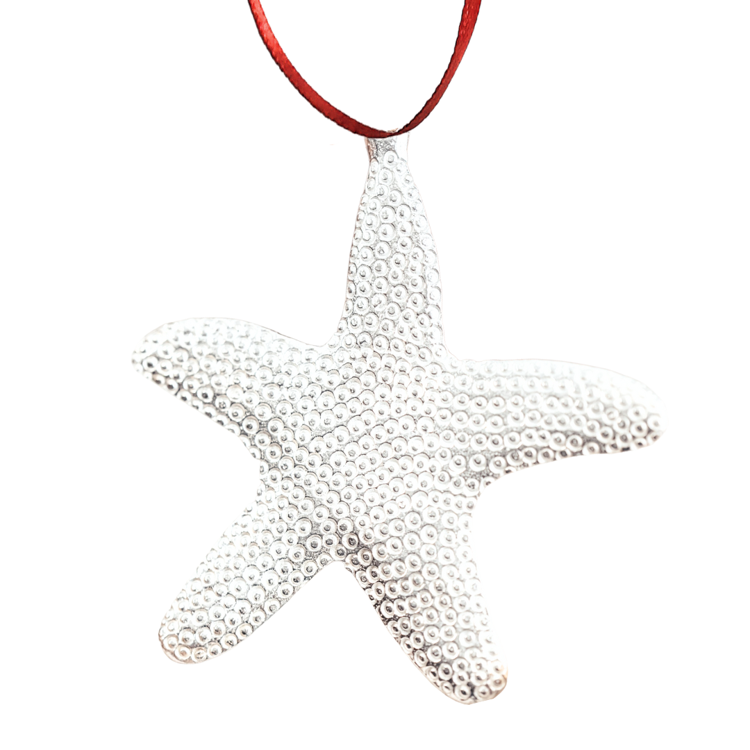 Starfish Pewter Ornament - Handmade Nautical Christmas Ornaments