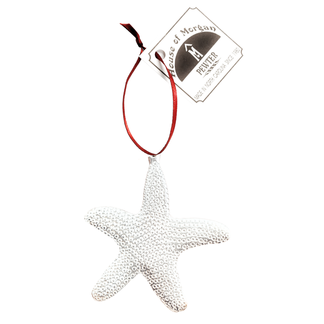 Starfish Pewter Ornament - Handmade Nautical Christmas Ornaments