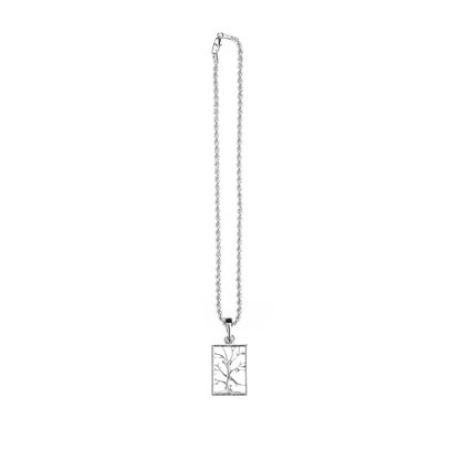 Silver Pewter Metal Tree of life Square with no Leaves Necklace Top Gift Ideas - House of Morgan Pewter