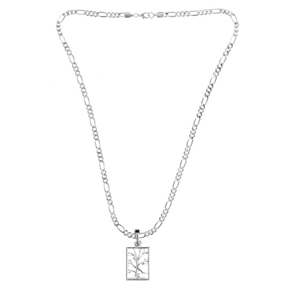Silver Pewter Metal Tree of life Square with no Leaves Necklace Top Gift Ideas - House of Morgan Pewter