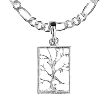 Silver Pewter Metal Tree of life Square with no Leaves Necklace Top Gift Ideas - House of Morgan Pewter