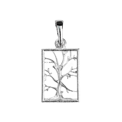 Silver Pewter Metal Tree of life Square with no Leaves Necklace Top Gift Ideas - House of Morgan Pewter