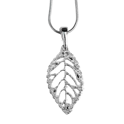 Silver Pewter Metal Leaf Necklace Top Gift Ideas - House of Morgan Pewter